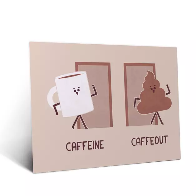 Displate Metal Poster Funny Bathroom Art Fun With Food - Caffeine - L