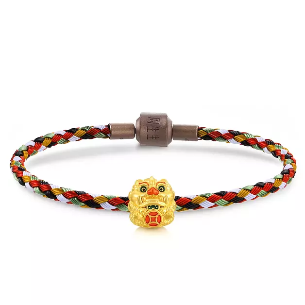 CHOW SANG SANG 999 24K Gold Charme Cultural Pixiu Mini Charm Bracelet for Women 92624C (Gold, 17 CM)