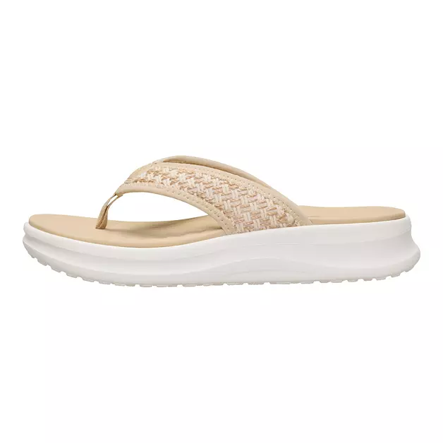 HEYDUDE Women’s Tide Flip Sandal, Irish Cream/White Size 7 | Lightweight Slip On Summer Sandal with Soft Woven Strap and Cushioned Footbed