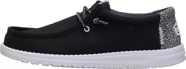 HEYDUDE Men's Wally Heathered Knit Slip On Shoe, Black/Multi Size 11 | Removable Foam Insole | Easy On Fit | Lightweight Outsole