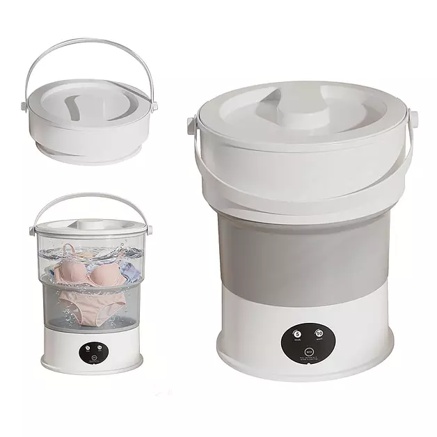Portable Foldable Washing Machine, Mini Plug-in Electric Laundry Washer for Travel and Dorm, Gentle Cleaning for Baby Clothing, Underwear, and Socks
