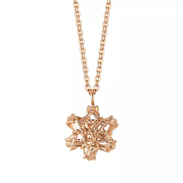 CHOW SANG SANG 18K Solid Rose Gold MINTY Collection Snowflake Necklace for Women 45cm 91598N