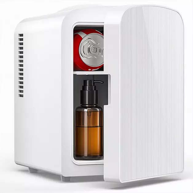 Electactic Small Mini Fridge 4L/6 Cans, Skincare Fridge for Bedroom | Portable Mini Fridge Skincare for Cosmetics, Makeup Fridge with Energy Saving & Low Noise,12V Tiny Fridge for Home & Car Use, White, Steel