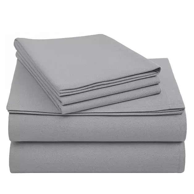 California Design Den 100% Cotton Flannel Full Size Sheet Sets, Silver Grey