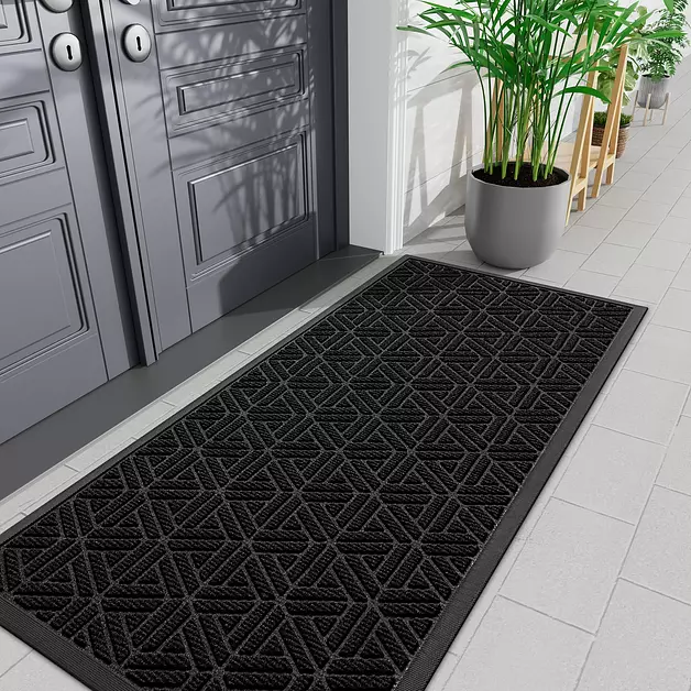 Smiry Front Door Mat Outside Entrance, Low Profile Rubber Doormat, 71x23
