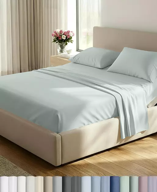California Design Den 100% Cotton Sateen Split King Bed Sheet Set, 5 Pcs