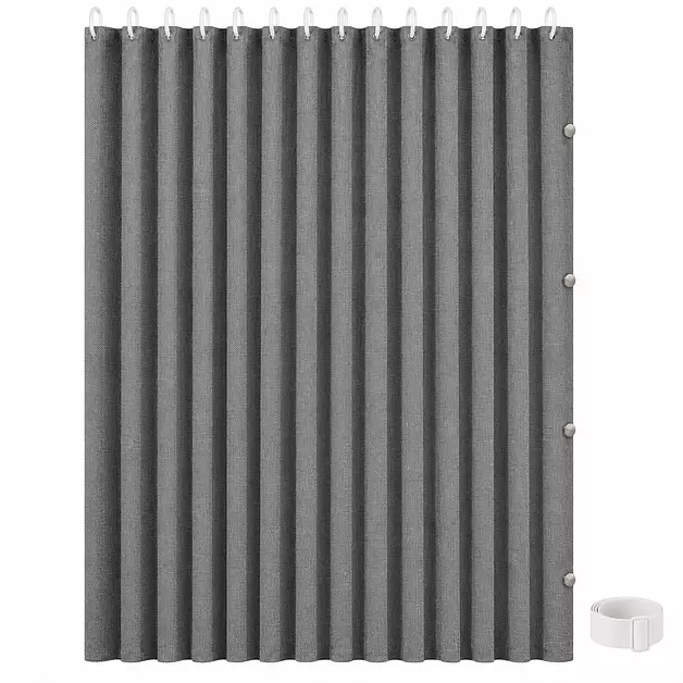 Carlmaya Magnetic Folding Shower Curtain, Waterproof Fabric, Gray, 1 Panel