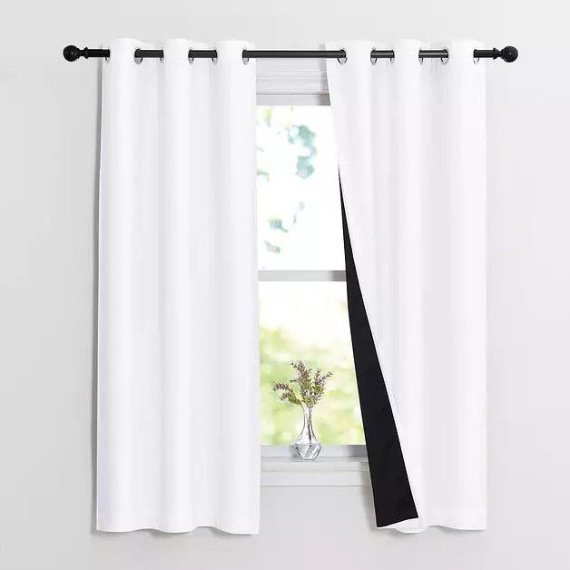 NICETOWN Pure White Blackout Curtains for Kitchen 37" w x 63" L 2 Panels