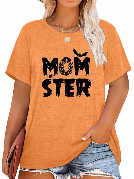Plus Size Top Halloween Shirts for Women Funny Bat Pumpkin Graphic Tee
