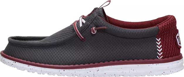 HEYDUDE Men's Wally Varsity Team Slip On Shoe, Black/Multi Size 8 | Lightweight Mesh Style with Easy On Comfort and Travel Ready Design