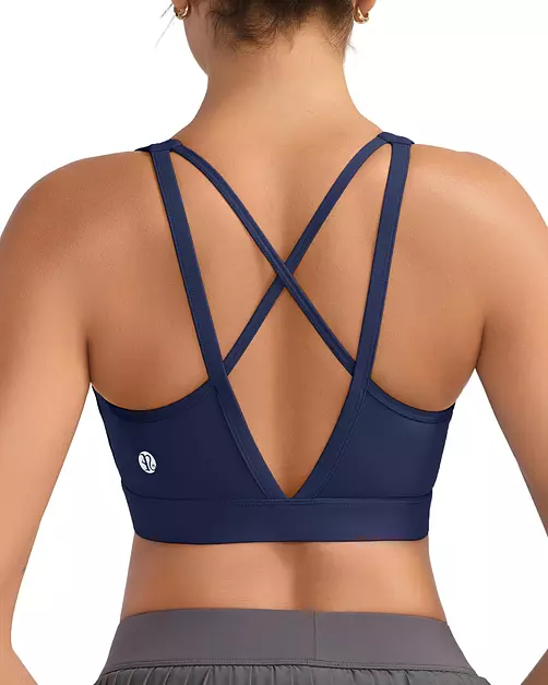 RUNNING GIRL High Impact Sports Bras for Women, High Support Twilight Blue Sports Bra Moulded Cup Strappy Sports Bras(3060 Twilight Blue M)