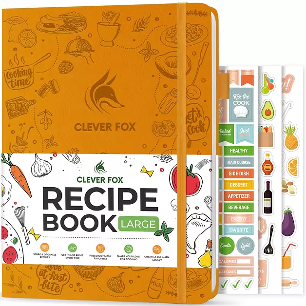 Clever Fox Recipe Book to Write in Your Own Meals 8.5x11.2 Amber Yellow