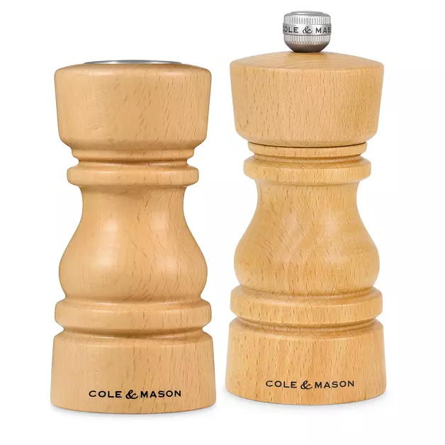Cole & Mason London Salt and Pepper Shaker and Grinder Set 13cm Beech Wood