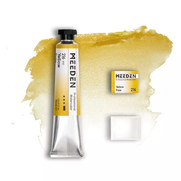 MEEDEN Professional Artist Watercolor Paint: Yellow Pale - 15ml/0.5oz