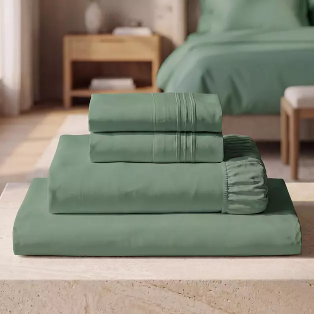 Mellanni Iconic 4-Piece Bed Sheet Set, 21" Extra Deep Pocket (Full, Sage)