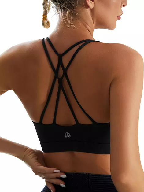 Sports Bras for Women,Padded Green Sports Bra Tank Top Sexy Crisscross Back High Impact Longline Workout Yoga Bra(WX2354Deep Purple,M)