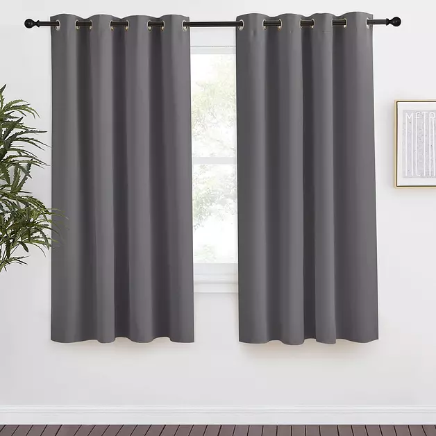 NICETOWN Grey Blackout Curtain 68 inch Long, 55 inches Width, 1 Panel, Thermal Insulated Window Treatment with Grommet Room Darkening Thermal Insulated Panel for Bedroom/Living Room