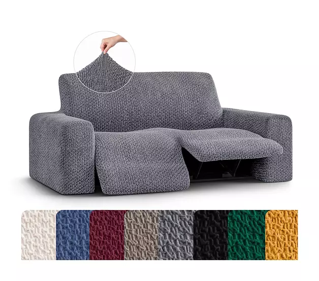 PAULATO Recliner Cover – Soft Form-Fit Slipcover – Stretch 1-Piece Reclining Furniture Protector – Machine Washable Velvet Fabric – Grey (Reclining Loveseat 50"-75" Wide)