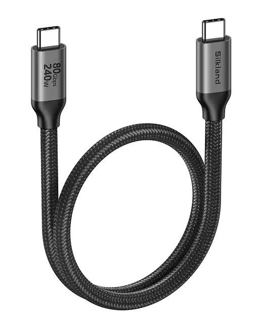 Silkland USB 4 for Thunderbolt 5 Cable 1.6FT, 80Gbps USB C Data Cable, 240W