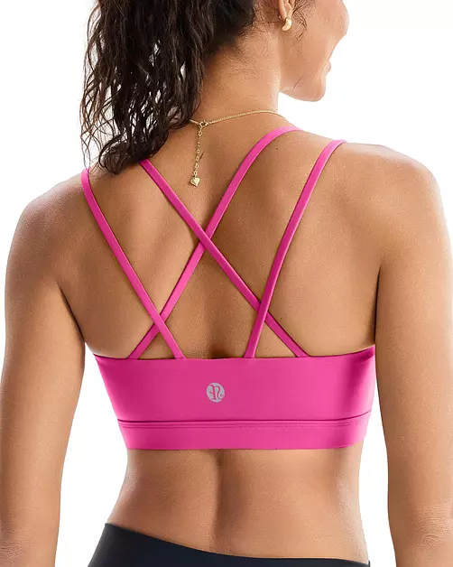 RUNNING GIRL Sports Bras for Women High Support,Criss-Cross Back Strappy Bra Moulded Cup High Impact Workout Crop Tops(WX3018 Hot Pink S)
