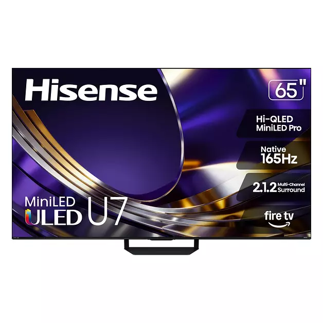 Hisense 65" U7 Mini-LED ULED 4K UHD Best Premium Gaming HDR Smart Fire TV (65U7SF, 2026 New) - Hi-QLED, Native 165Hz, VRR 330, Dolby Vision IQ · Atmos, IMAX Enhanced, Anti-Reflection, 2.1.2 Ch, Alexa+, 65-inch, 2026 Fire TV