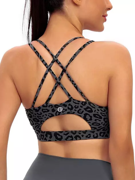 RUNNING GIRL Sports Bras for Women,Strappy Back Workout Bras Padded Supportive Leopard Print Sports Bra(WX2354 Leopard Print,XS)