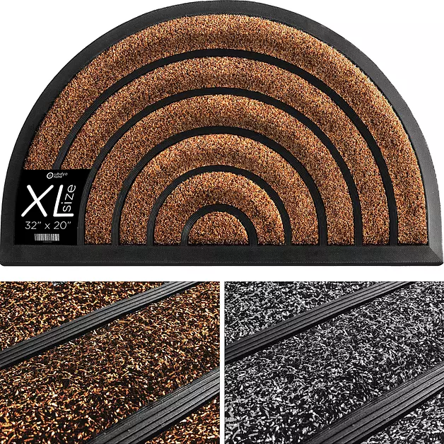 ubdyo Durable Welcome Doormat - Low Pile Front Door Mat Outside Entrance - Muddy Dirt Trapping Welcome Matt Outdoor - Rubber Backing Anti Slip Indoor Doormat Entrance 32'' x 20'', Brown