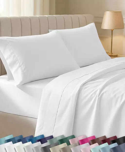 California Design Den Soft 100% Cotton Sateen King Size Bed Sheets, 4 Pcs