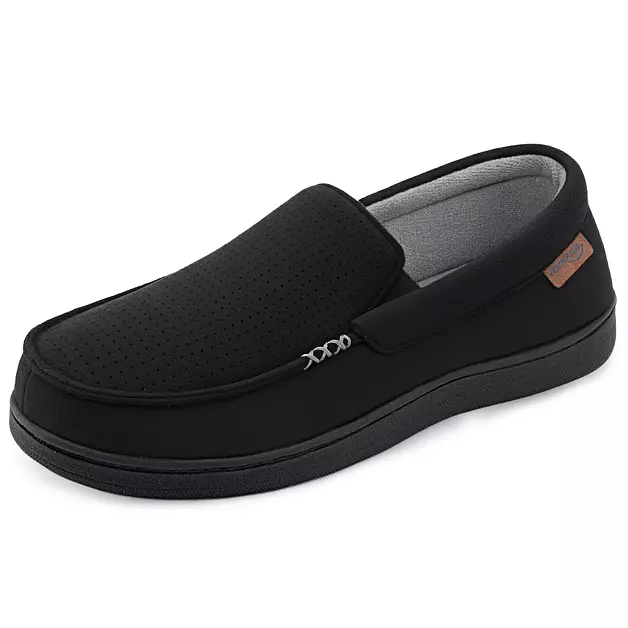 HomeTop Men's Moccasin Memory Foam Indoor House Slippers Old Ink,11 US