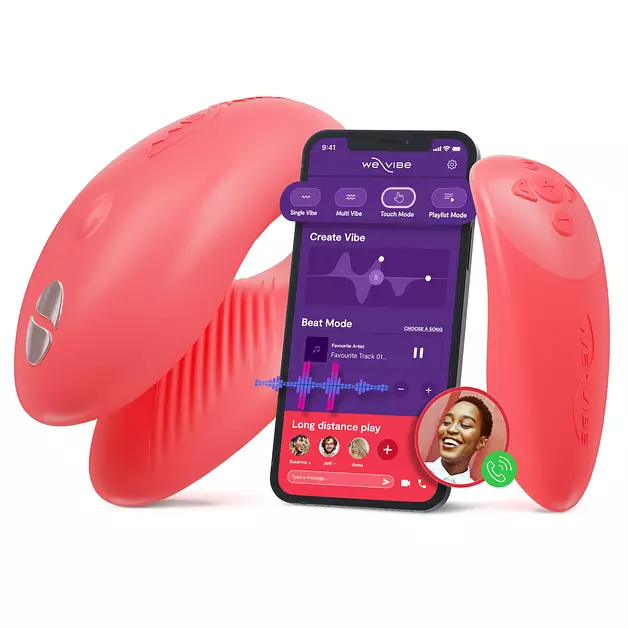 We-Vibe Chorus, Vibrating Sex Toys for Couples, Remote Control, Coral
