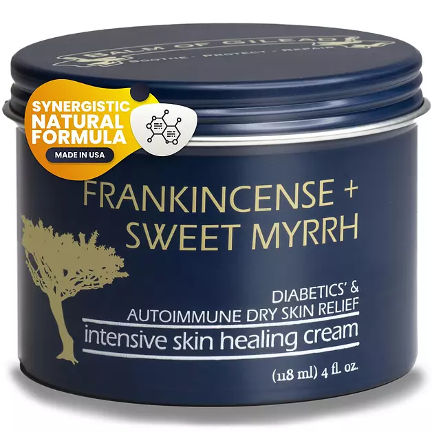 BALM OF GILEAD Foot Healing Cream – Frankincense & Sweet Myrrh Moisturizer for Sensitive Skin - Relieving Foot Therapy & Diabetic Skin Healing - Deeply Nourishing & Synergistic Cream