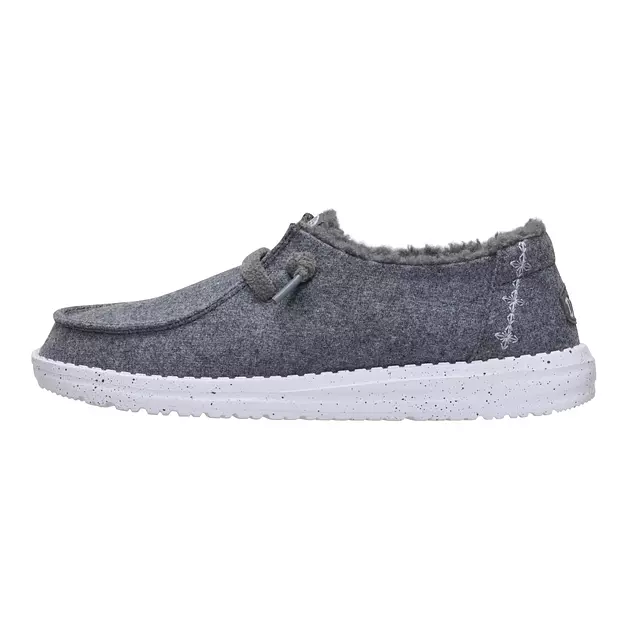 HEYDUDE Women's Wendy Wool Cozy Slip On Loafer, Charcoal, Size 10