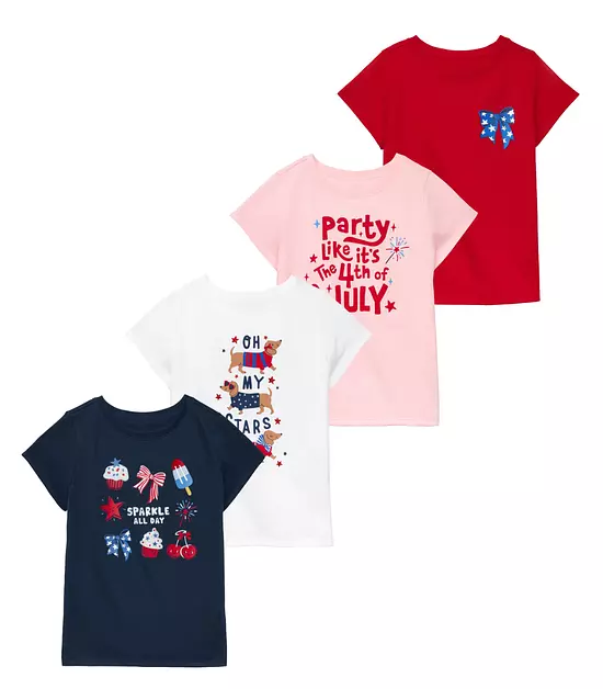 Garanimals Toddler Girl Patriotic T-Shirt, Size 5T, 4-Pack