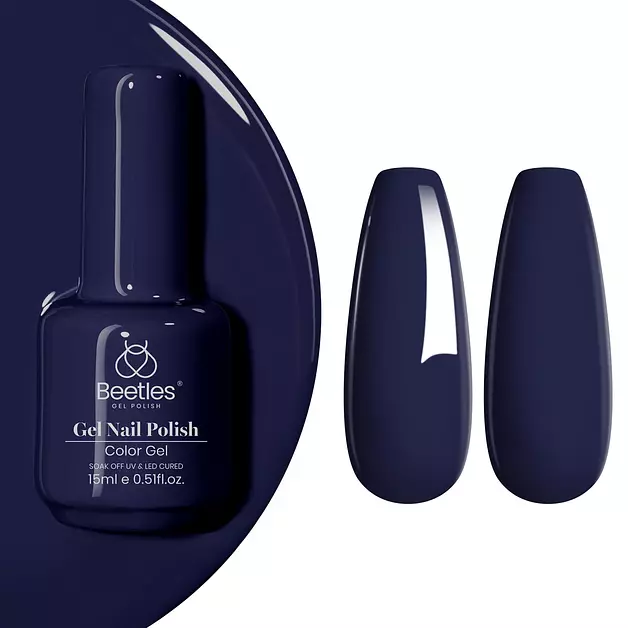 Beetles Blue Gel Nail Polish, 15ML Navy Eclipse Blue Gel Polish